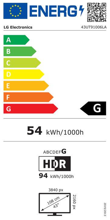 Energy Label LG 43UT91006LA (43", UT91, LED, 4K, 2024)