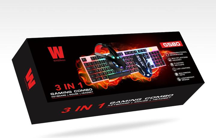 Produktbild Wasdkeys Gaming Set GS80 Tastatur, Maus, Headset kabelgeb. (Eng. Int., Kabelgebunden)