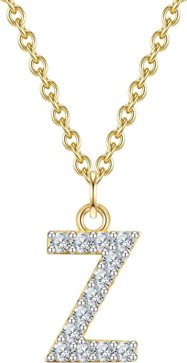 Glanzstücke München Damen Buchstabe Z Sterling Silber Zirkonia Gelbgold 45,0 cm Basiskette + 5,0 cm Verlängerung - 32072 (Sterling Silber, 40 - 45 cm)