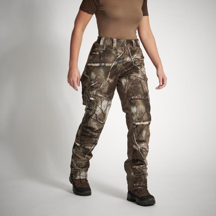 Solognac Jagd-Regenhose Treemetic 500 Damen warm wasserdicht geräuscharm Camouflage