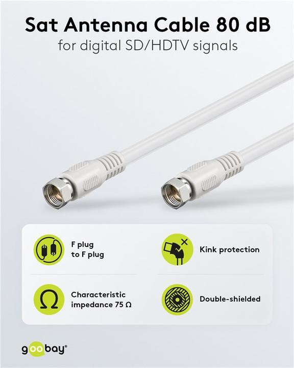 Produktbild Goobay SAT Antennenkabel 80 dB, 2x geschirmt (80 dB, Antennenkabel)