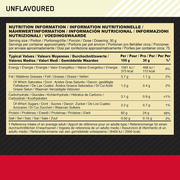 Nutritional values and ingredients Optimum Nutrition Gold Standard 100% Whey (Neutral, 1 pcs., 896 g)