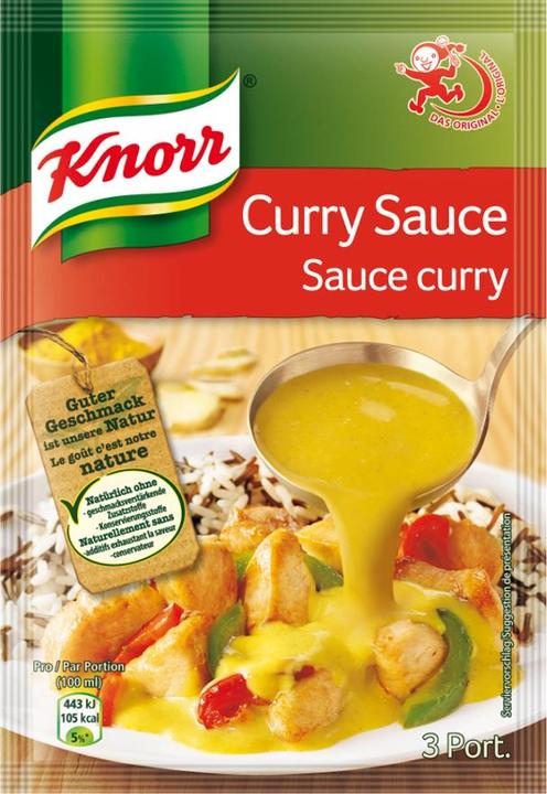 Actual product image Knorr Curry sauce sachet, ideal with rice dishes, mild-creamy curry note, Indian Asian classic (33 g)