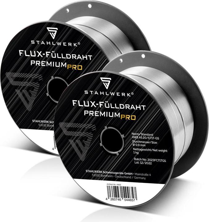 Produktbild Stahlwerk Schweissdraht MIG MAG Premium Fülldraht E71T-GS Ø 0,9 mm 0,9 kg 2er Set