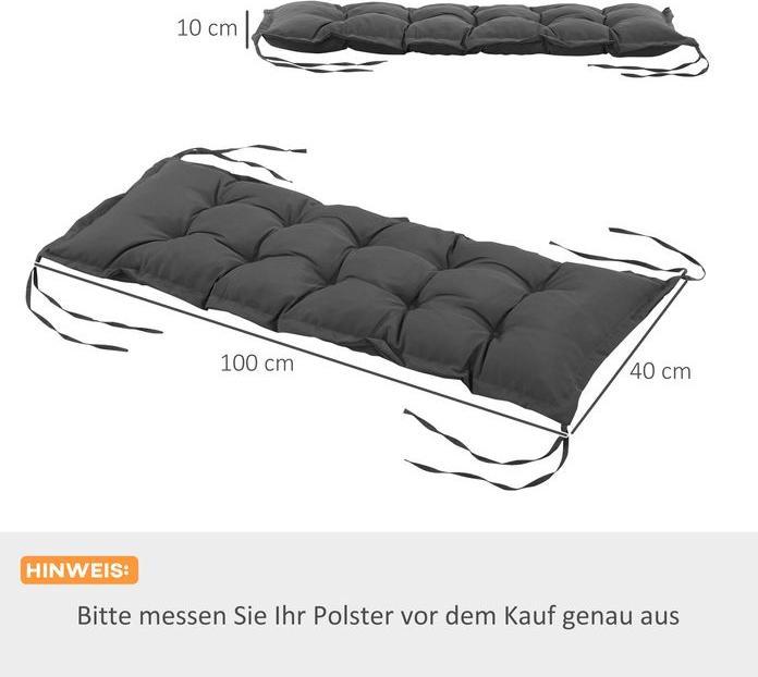 Produktbild Swisshandel24 Sitzkissen 100x40 cm 10cm dick waschbar Dunkelgrau
