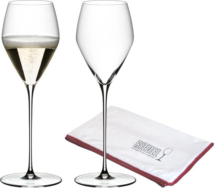 Image du produit Riedel Veloce Champagner Gläser + Poliertuch (32.70 cl, 3 Verres, Flûtes à champagne)