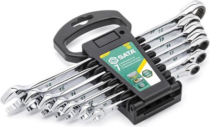 Actual product image SATA Ratchet combination spanner set 120XP, 7-piece, 8-18 mm (9 mm, 14 mm, 16 mm, 13 mm, 11 mm, 18 mm, 8 mm, 17 mm, 10 mm, 15 mm, 12 mm)