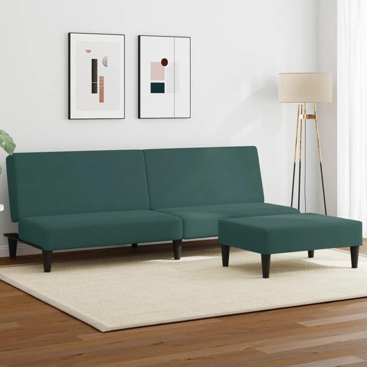Actual product image VidaXL Sofa bed 2 seater with footstool Sofa bed daybed dark green velvet (Sofa bed)