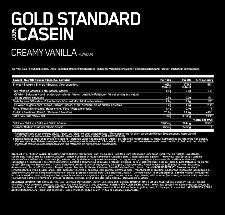 Produktbild Optimum Nutrition Gold Standard 100% Casein (Vanille, 1 Stk., 924 g)