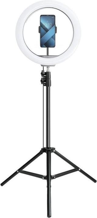 Produktbild Techonic Smart device OEM LED Ring Stream RGB Lampe 12" FULL COLOR mit Halterung für Handy + Stativ schwarz