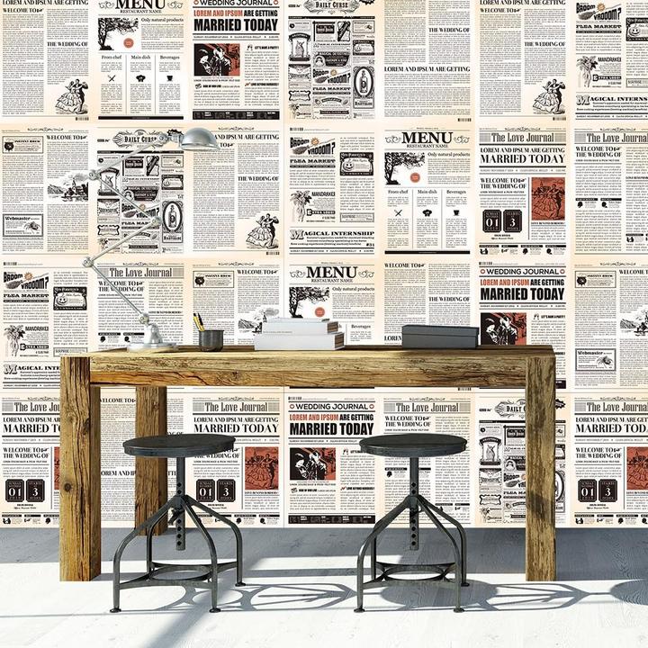 Actual product image Walplus Wall Tattoo Vintage Newspaper Wall Sticker (147 x 119 cm)