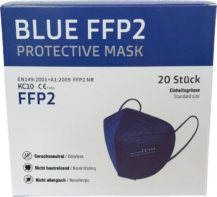 Produktbild Kangcheng FFP2 Masken Grippe/Covid AtemSchutz EUzertifiziert BLAU (20 x)