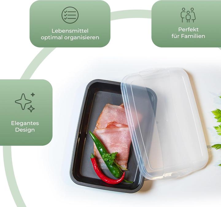 Actual product image Novaliv 10er-Set Anthrazit Premium Aufschnittbox mit Transparentem Deckel, Frischhaltedosen für Wurs (25 x 17 x 3 cm)