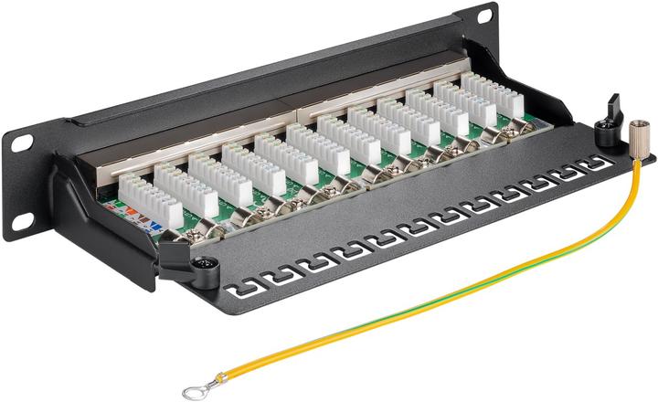 Produktbild Goobay CAT 6a 25,40cm (10") Patch Panel, 12 Port, Schwarz