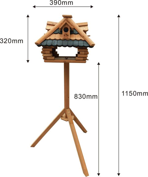 Actual product image Toboli Fir-wooden Bird Feeder with Stand 115cm Birdhouse for Wild Birds Roof with Dormers