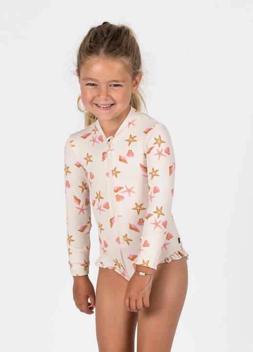Nabaiji Badeanzug Baby/Mädchen langarm UV-Schutz - Izia Shell weiss