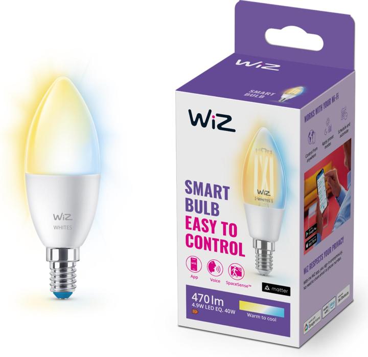 Actual product image WiZ smart bulb (E14, 4.80 W, 470 lm, 1 x, E)