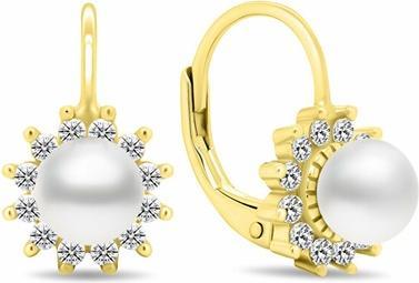 Brilio Silver - Dazzling gold plated earrings with clear zircons EA613Y