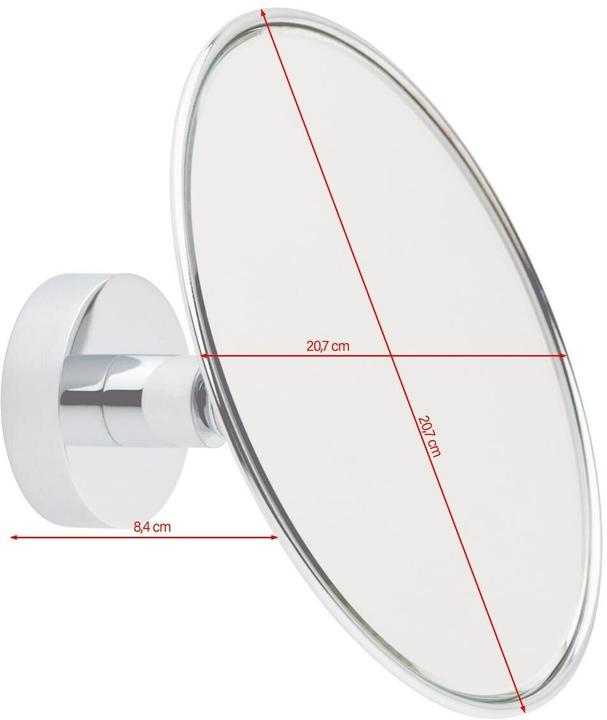 Productafbeelding tesa VISIOON make-upspiegel met 3x vergroting - Spiegel voor wandmontage zonder boren, zilver