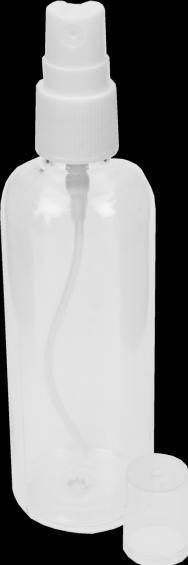 Sprühflasche, leer, Kunststoff weisser Sprühkopf für 100 ml Höhe 15 cm, Ø 3,8 cm (0.10 l)