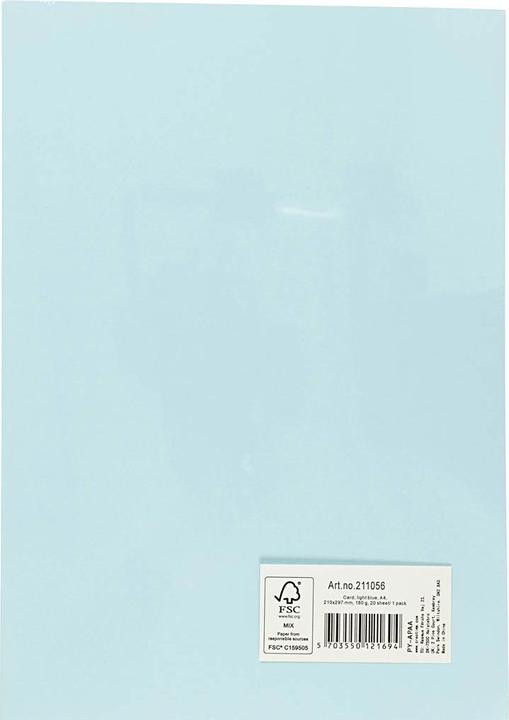 Produktbild Creativ Company Gekleurd Karton Hemelsblauw A4, 20 vel (180 g/m², 20 x)