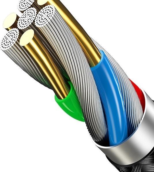 Image du produit Usams US-SJ221 U5 Braided Wire USB to Type-C Data & 2A Charger Round Plug Cable 1.2m Juodas (1.20 m, USB 2.0)