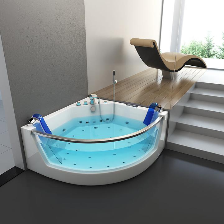 Produktbild Home Deluxe Whirlpool Badewanne mit LED Lichttherapie NAUTICA L - 140x140cm (140 cm, 140 cm)