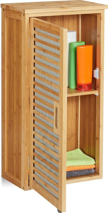 Actual product image Relaxdays Bamboo Wall-Mount Bathroom Cabinet, 2 Tiers (35 x 20 x 66 cm)