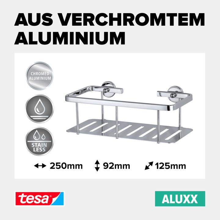 Actual product image tesa ALUXX shower basket incl. adhesive solution without drilling (9 x 13 x 26.5 cm)
