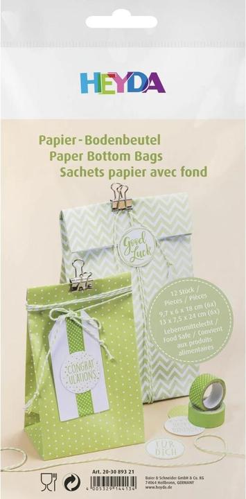 Image du produit Heyda Sac en papier 12 pièces Vert (Pochette cadeau, 12 x)