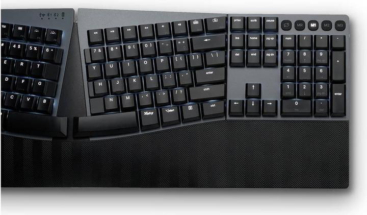 Actual product image Perixx PERIBOARD-835 BR DE, wireless RGB-illuminated ergonomic mechanical keyboard - flat bra (DE, Wireless)