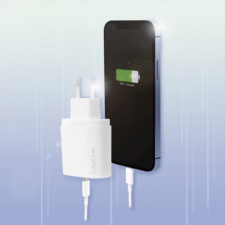 Produktbild LogiLink PA0261 USB Wall Charger 1 Port, 1x USB-CF, 20W, w/PD, white (20 W)