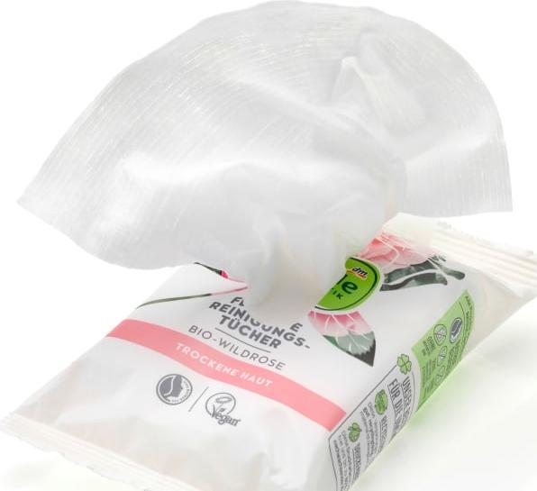 Actual product image dm alverde Organic Wild Rose Cleansing Wipes (Cleaning cloths)
