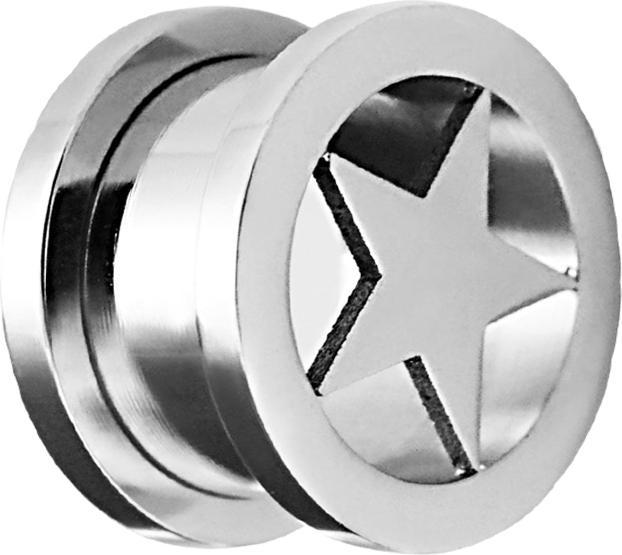Image du produit Star Piercing Flesh Tunnel argenté avec étoile (sans laiton, Acier chirurgical 316L)