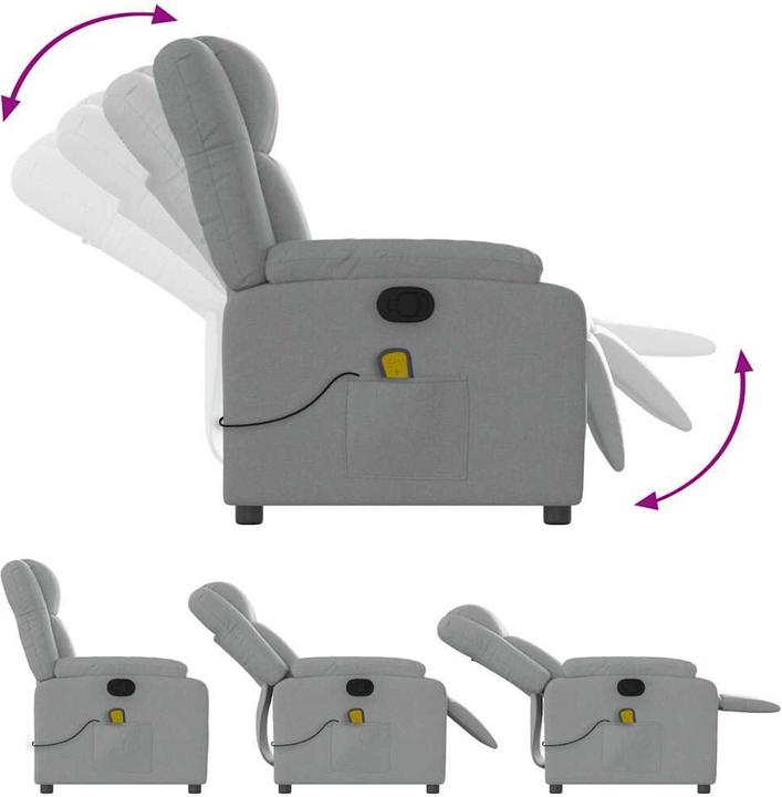 Immagine prodotto VidaXL Sedia da massaggio in tessuto grigio chiaro,Colore: Grigio chiaro,Materiale: Tessuto