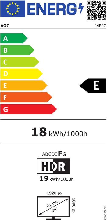 Label énergétique AOC 24P2C (1920 x 1080 pixels, 23.80")