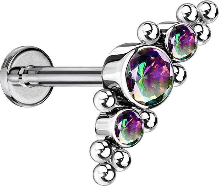 Produktbild Star Piercing Ohrstecker silber mit Tropfen Kristall silber (Titan G23ohne Messing, ohne MessingChirurgenstahl 316L)