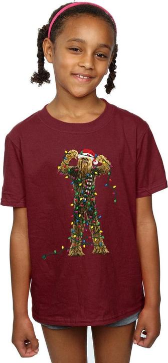 Actual product image Star Wars Girls Chewbacca Christmas Lights Cotton T-Shirt (140, 146)