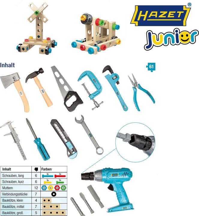 Image du produit HAZET Jeu d'outils-jouets JUNIORTOOL1 ∙ Nombre d'outils : 61