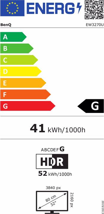 Energielabel BenQ Ew3270u (3840 x 2160 Pixels, 31.50")