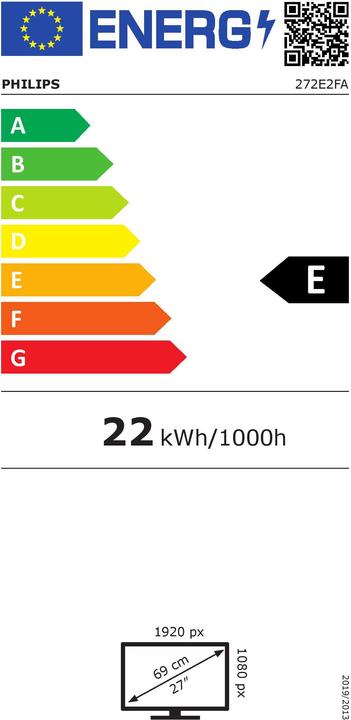 Energie-Label Philips 272E2FA/00 (1920 x 1080 Pixel, 27")