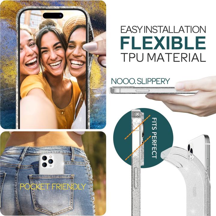 Produktbild Nalia Klare Glitzer Silikon Hülle (Apple iPhone 15 Pro)