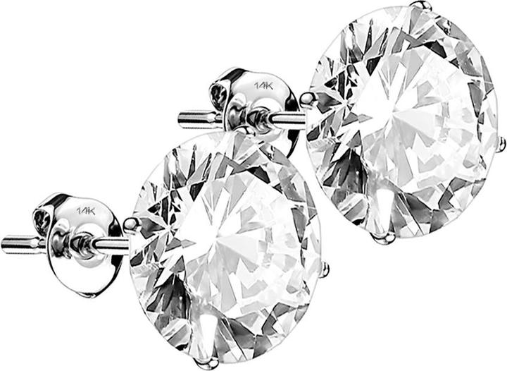 Actual product image Star Piercing Stud earrings 14k white gold with round crystal silver (without brass, 14k gold)