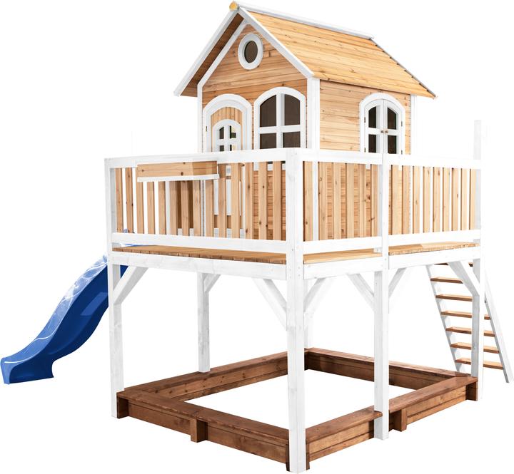 Axi Liam Spielhaus Braun/Weiss - Blaue Rutsche
