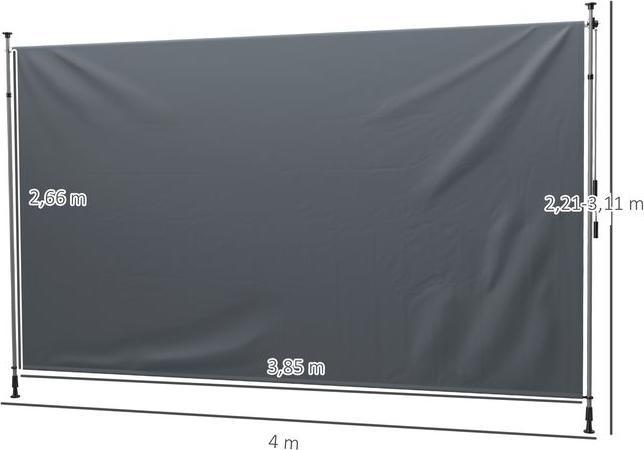 Actual product image Swisshandel24 Klemmmarkise mit Handkurbel höhenverstellbar inkl. Wandhalterung 400 cm, Dunkelgrau (4 m)