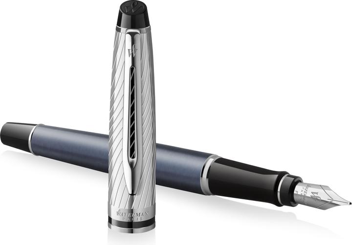 Immagine prodotto Waterman Stilografica Expert DeLuxe Grey C.C. (M-blu) (Grigio, Argento, 1 x)