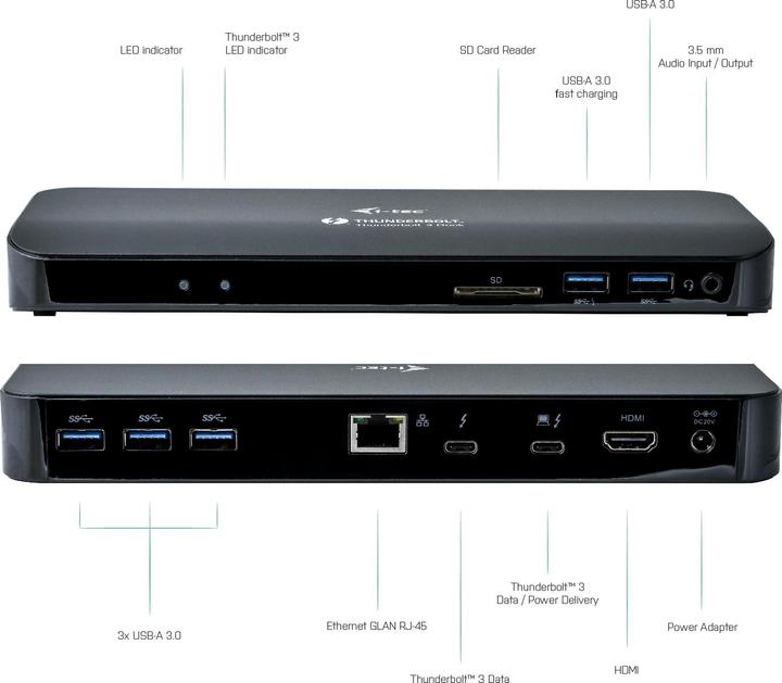 Image du produit i-tec Thunderbolt 3 Dual Dock (Thunderbolt, 2 Ports)