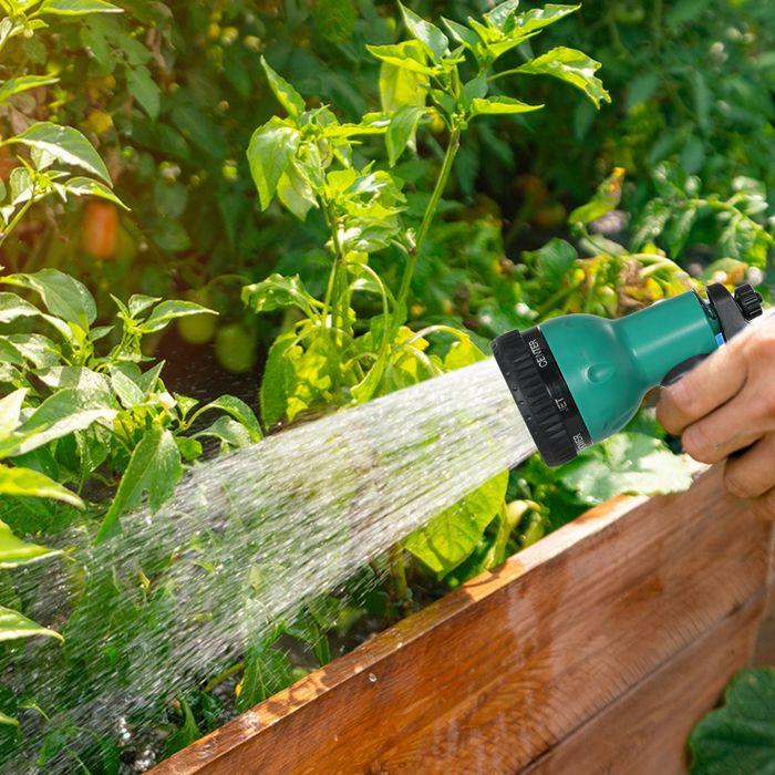 Actual product image Swisshandel24 Schlauchtrommel mit Gartenschlauch 25m, Wandmontage, automatische Aufrollung, Handbrause, Grün+Grau (25 m)