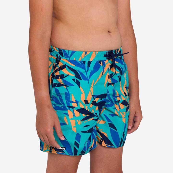 Produktbild Olaian Boardshorts Surfen Jungen mit Taschen 100 Shadow Palm türkis (10, 11, 12)
