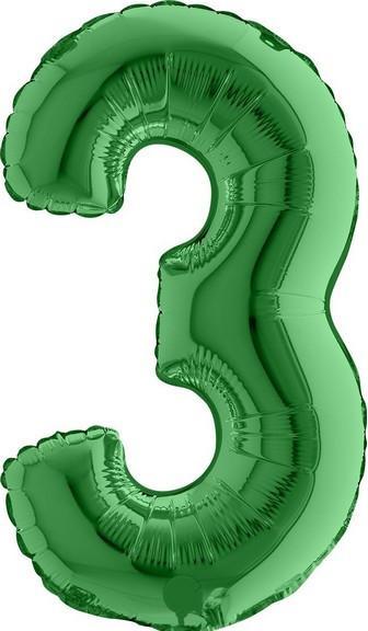 Bigiemme Ballon alu Chiffre "3" Vert